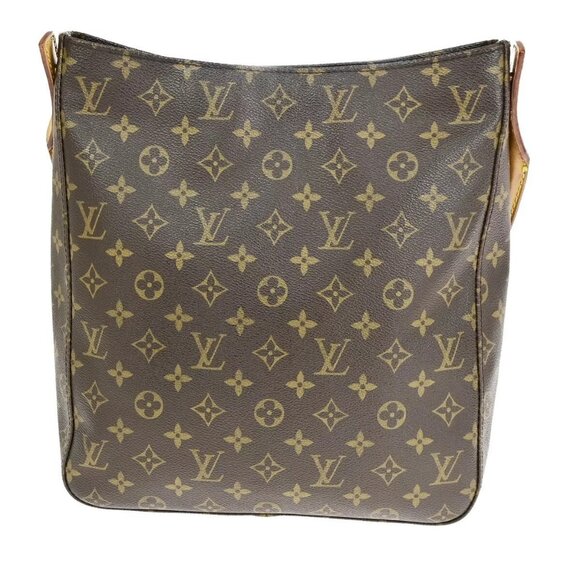 LOUIS VUITTON Logo Looping GM Shoulder Bag Monogram Leather Brown M51145 89FA801 - Picture 3 of 16